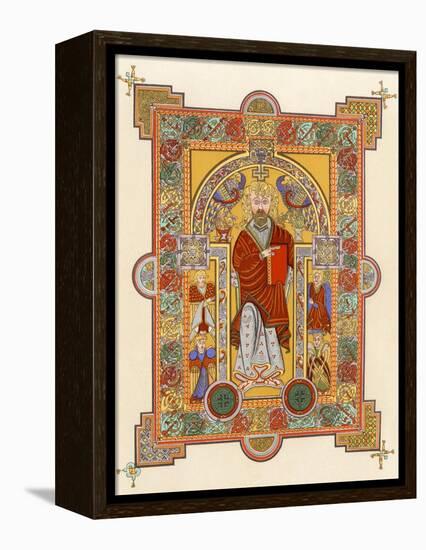 Saint Matthew, an Illuminated Manuscript Page from the Book of Kells, 8th or 9th Century Ad-null-Framed Premier Image Canvas