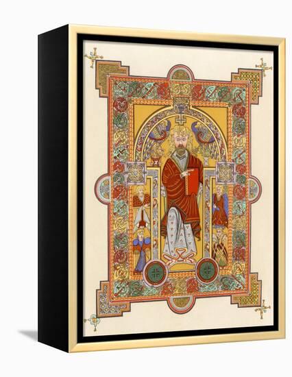 Saint Matthew, an Illuminated Manuscript Page from the Book of Kells, 8th or 9th Century Ad-null-Framed Premier Image Canvas