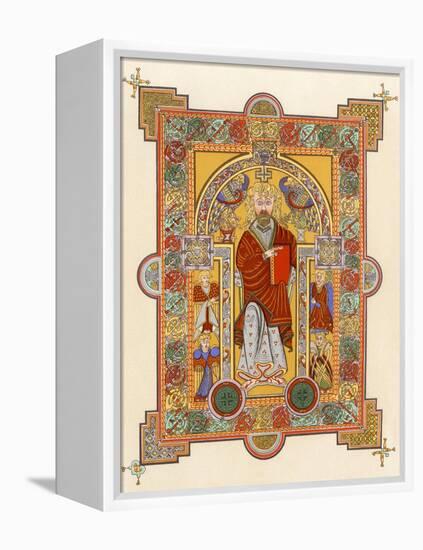 Saint Matthew, an Illuminated Manuscript Page from the Book of Kells, 8th or 9th Century Ad-null-Framed Premier Image Canvas