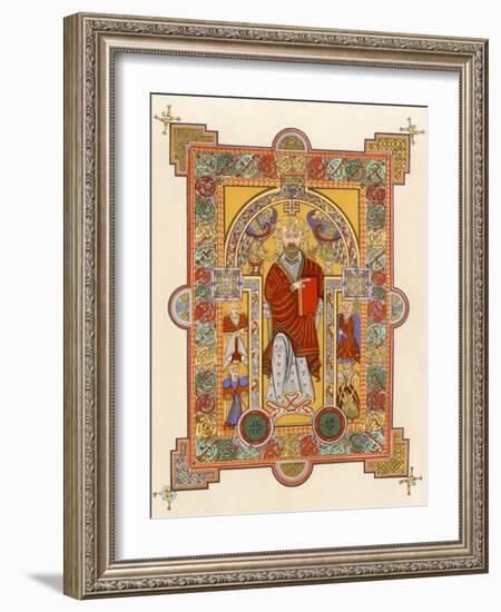 Saint Matthew, an Illuminated Manuscript Page from the Book of Kells, 8th or 9th Century Ad-null-Framed Giclee Print