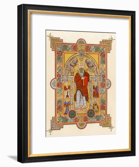 Saint Matthew, an Illuminated Manuscript Page from the Book of Kells, 8th or 9th Century Ad-null-Framed Giclee Print