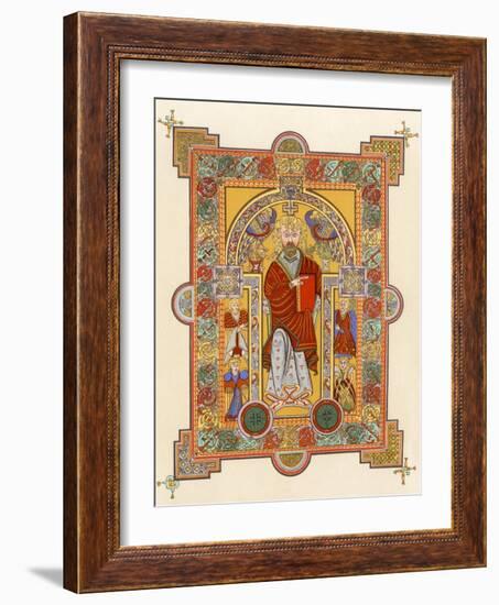Saint Matthew, an Illuminated Manuscript Page from the Book of Kells, 8th or 9th Century Ad-null-Framed Giclee Print