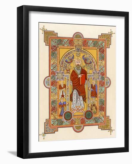 Saint Matthew, an Illuminated Manuscript Page from the Book of Kells, 8th or 9th Century Ad-null-Framed Giclee Print