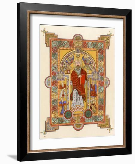 Saint Matthew, an Illuminated Manuscript Page from the Book of Kells, 8th or 9th Century Ad-null-Framed Giclee Print