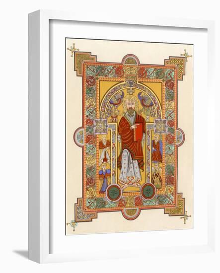 Saint Matthew, an Illuminated Manuscript Page from the Book of Kells, 8th or 9th Century Ad-null-Framed Giclee Print