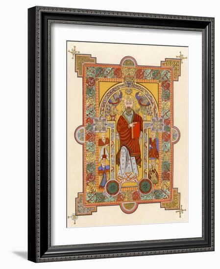 Saint Matthew, an Illuminated Manuscript Page from the Book of Kells, 8th or 9th Century Ad-null-Framed Giclee Print