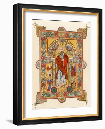 Saint Matthew, an Illuminated Manuscript Page from the Book of Kells, 8th or 9th Century Ad-null-Framed Giclee Print