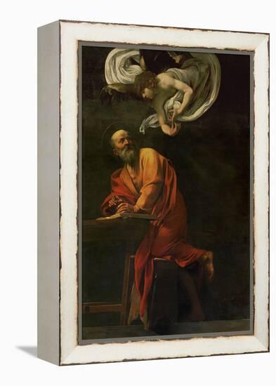 Saint Matthew Writing, Inspired by an Angel, 1600-1602-Caravaggio-Framed Premier Image Canvas