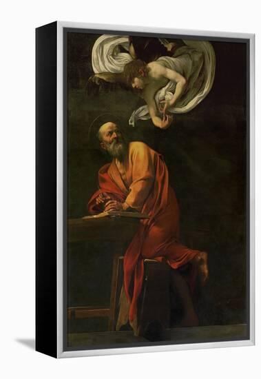 Saint Matthew Writing, Inspired by an Angel, 1600-1602-Caravaggio-Framed Premier Image Canvas