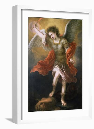 Saint Michael Banishes the Devil to the Abyss, 1665/68-Bartolome Esteban Murillo-Framed Giclee Print