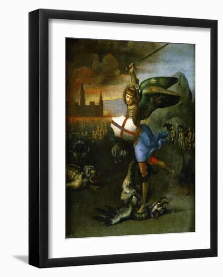 Saint Michael, Painted for Guidobaldo Montefeltro, Duke of Urbino-Raphael-Framed Giclee Print