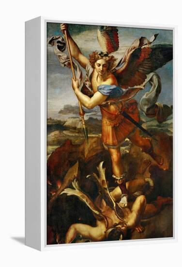 Saint Michael Slaying the Demon, 1518-Raphael-Framed Premier Image Canvas