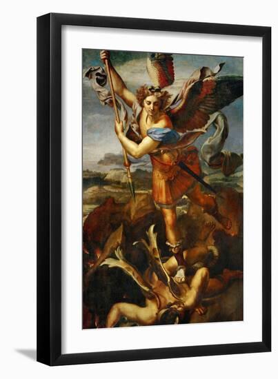 Saint Michael Slaying the Demon, 1518-Raphael-Framed Giclee Print