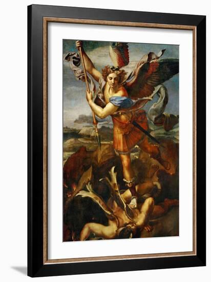 Saint Michael Slaying the Demon, 1518-Raphael-Framed Giclee Print