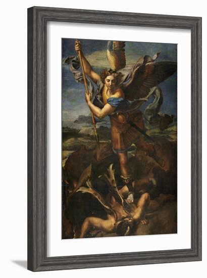 Saint Michael Vanquishing Satan, 1518-Raphael-Framed Giclee Print