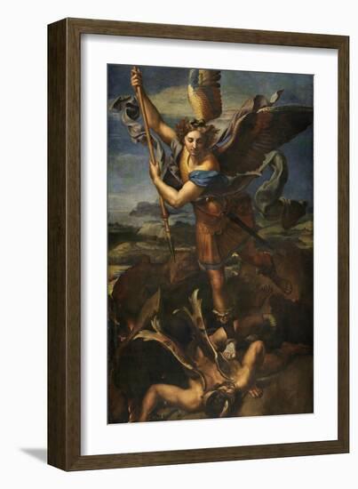 Saint Michael Vanquishing Satan, 1518-Raphael-Framed Giclee Print