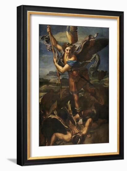 Saint Michael Vanquishing Satan, 1518-Raphael-Framed Giclee Print