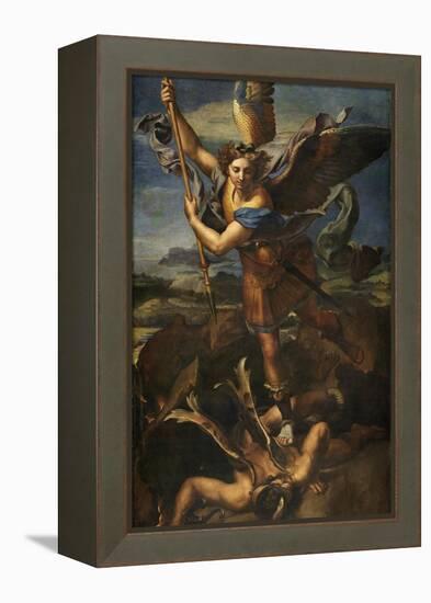 Saint Michael Vanquishing Satan, 1518-Raphael-Framed Premier Image Canvas