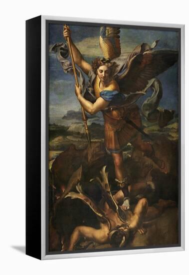 Saint Michael Vanquishing Satan, 1518-Raphael-Framed Premier Image Canvas