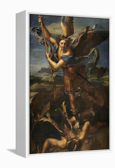 Saint Michael Vanquishing Satan, 1518-Raphael-Framed Premier Image Canvas