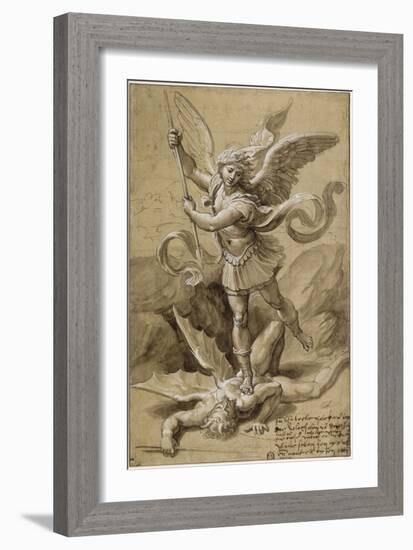 Saint Michel combattant le Démon-Raffaello Sanzio-Framed Giclee Print