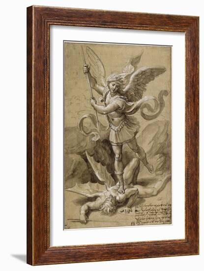 Saint Michel combattant le Démon-Raffaello Sanzio-Framed Giclee Print