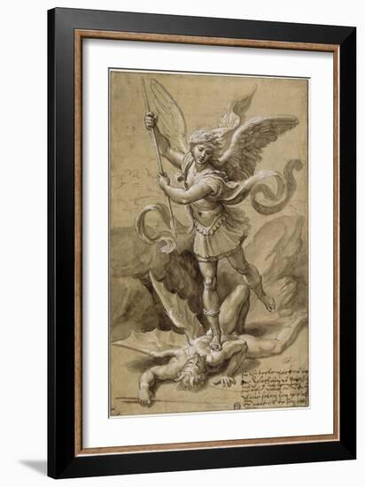 Saint Michel combattant le Démon-Raffaello Sanzio-Framed Giclee Print