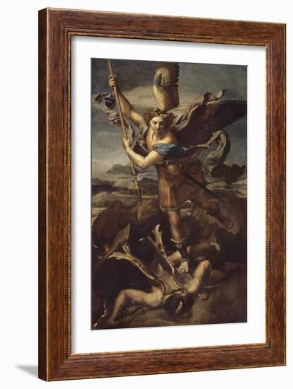 Saint Michel terrassant le démon dit Le Grand Saint Michel-Raffaello Sanzio-Framed Giclee Print