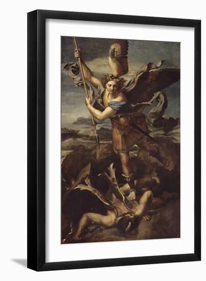 Saint Michel terrassant le démon dit Le Grand Saint Michel-Raffaello Sanzio-Framed Giclee Print