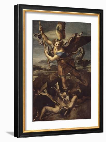 Saint Michel terrassant le démon dit Le Grand Saint Michel-Raffaello Sanzio-Framed Giclee Print