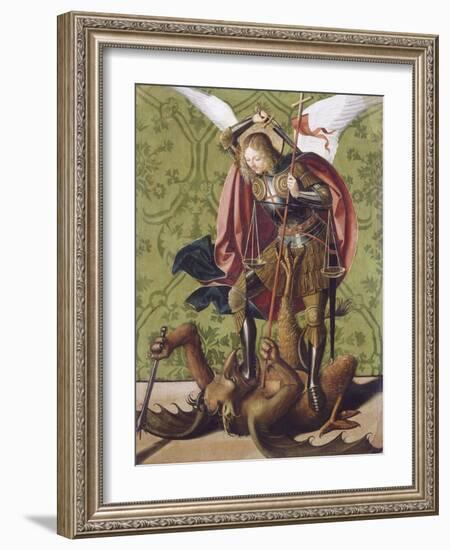 Saint Michel terrassant le démon-Josse Lieferinxe-Framed Giclee Print