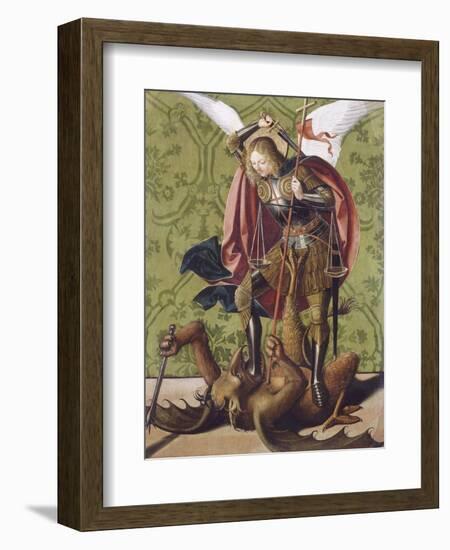 Saint Michel terrassant le démon-Josse Lieferinxe-Framed Giclee Print