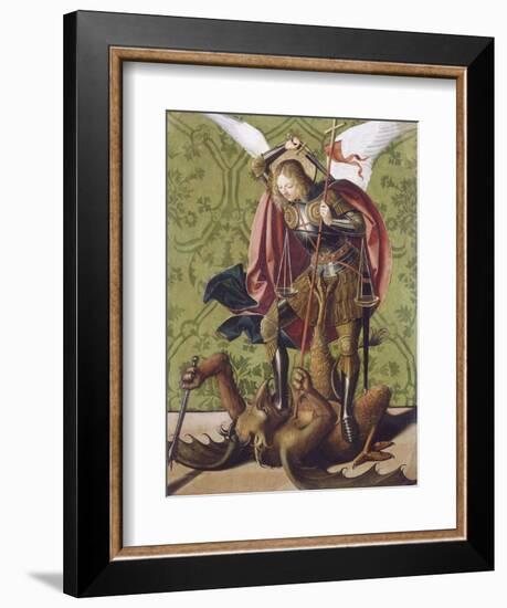 Saint Michel terrassant le démon-Josse Lieferinxe-Framed Giclee Print