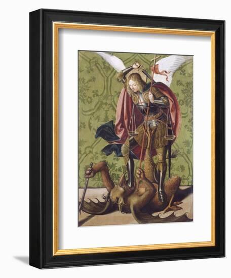 Saint Michel terrassant le démon-Josse Lieferinxe-Framed Giclee Print