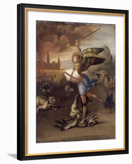 Saint Michel-Raffaello Sanzio-Framed Giclee Print