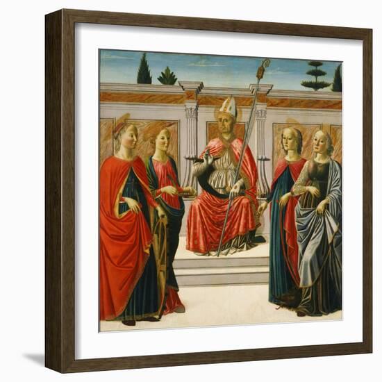 Saint Nicholas and Saints Catherine, Lucy, Margaret and Apollonia-Francesco Botticini-Framed Giclee Print