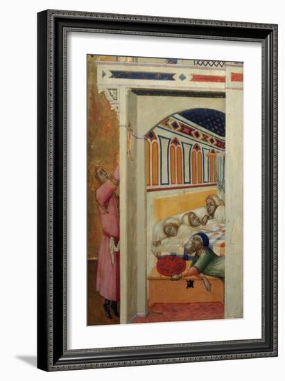 Saint Nicholas Giving Three Balls of Gold to Three Poor Girls-Ambrogio Lorenzetti-Framed Giclee Print