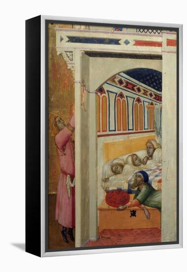 Saint Nicholas Giving Three Balls of Gold to Three Poor Girls-Ambrogio Lorenzetti-Framed Premier Image Canvas