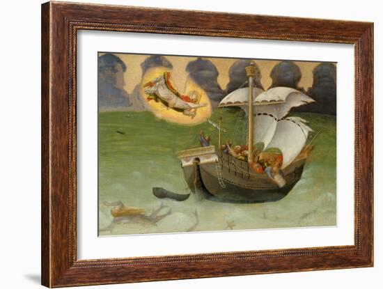 Saint Nicholas Rescues the Ship from the Tempest, 1425 (Tempera on Panel)-Gentile Da Fabriano-Framed Giclee Print