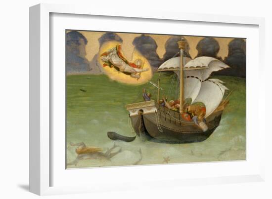 Saint Nicholas Rescues the Ship from the Tempest, 1425 (Tempera on Panel)-Gentile Da Fabriano-Framed Giclee Print