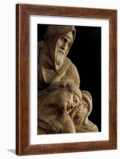 Saint Nicodema and the Virgin Mary around the Body of Jesus Christ. Detail of Pieta Bandini. Marble-Michelangelo Buonarroti-Framed Giclee Print
