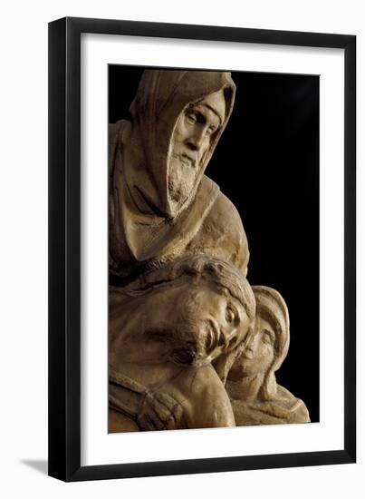 Saint Nicodema and the Virgin Mary around the Body of Jesus Christ. Detail of Pieta Bandini. Marble-Michelangelo Buonarroti-Framed Giclee Print