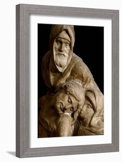 Saint Nicodema and the Virgin Mary around the Body of Jesus Christ. Detail of Pieta Bandini. Marble-Michelangelo Buonarroti-Framed Giclee Print