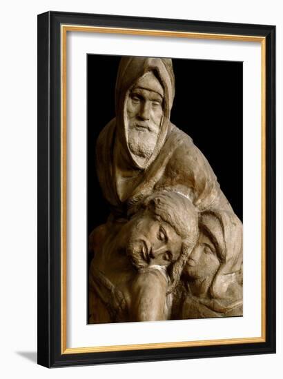 Saint Nicodema and the Virgin Mary around the Body of Jesus Christ. Detail of Pieta Bandini. Marble-Michelangelo Buonarroti-Framed Giclee Print