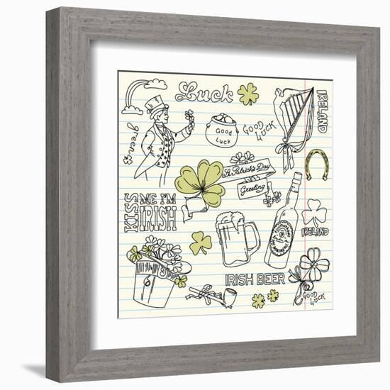 Saint Patrick's Day Doodles - Vintage Style-Alisa Foytik-Framed Art Print