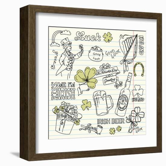 Saint Patrick's Day Doodles - Vintage Style-Alisa Foytik-Framed Art Print