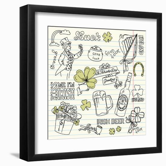 Saint Patrick's Day Doodles - Vintage Style-Alisa Foytik-Framed Art Print