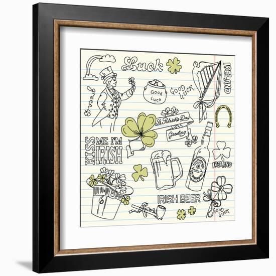 Saint Patrick's Day Doodles - Vintage Style-Alisa Foytik-Framed Art Print