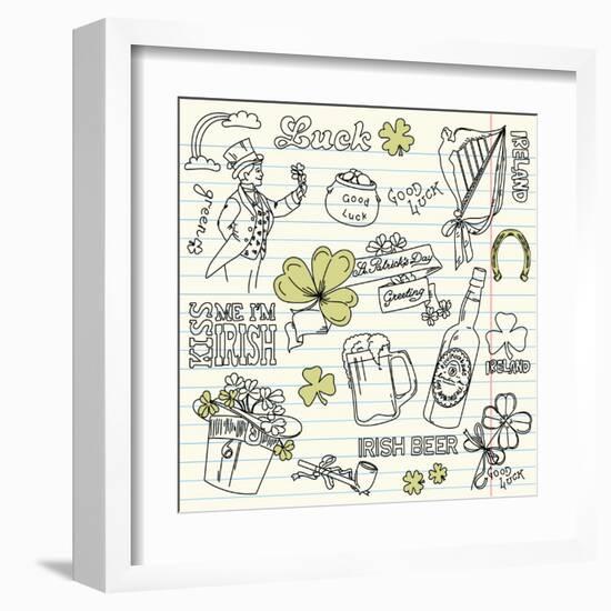 Saint Patrick's Day Doodles - Vintage Style-Alisa Foytik-Framed Art Print