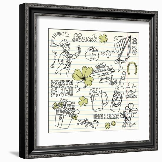 Saint Patrick's Day Doodles - Vintage Style-Alisa Foytik-Framed Art Print